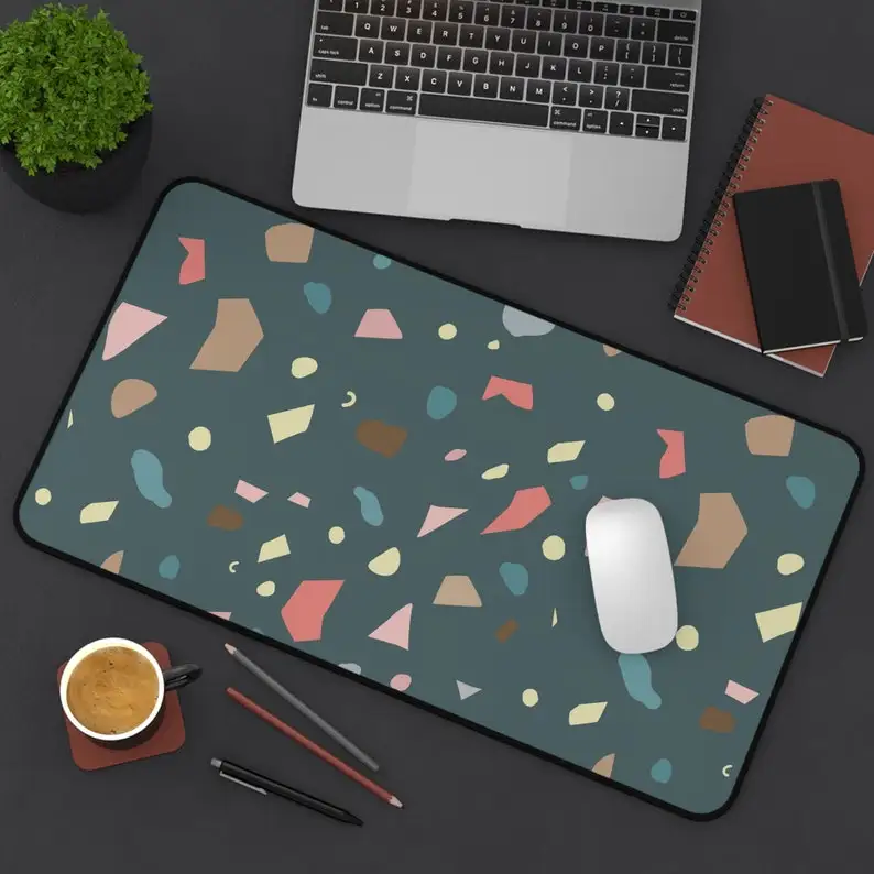 

Cute Terrazzo Desk Mat,Large Mouse Pad,XXL Full Desk Extended Gaming Mouse Pad,XL Laptop Computer Keyboard Mousepad for Office