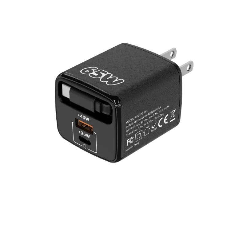 65W High Power Dual Port Charger USB-A + Type-C PD QC Fast Wall Adapter Multi-Color Universal Charger for All Devices