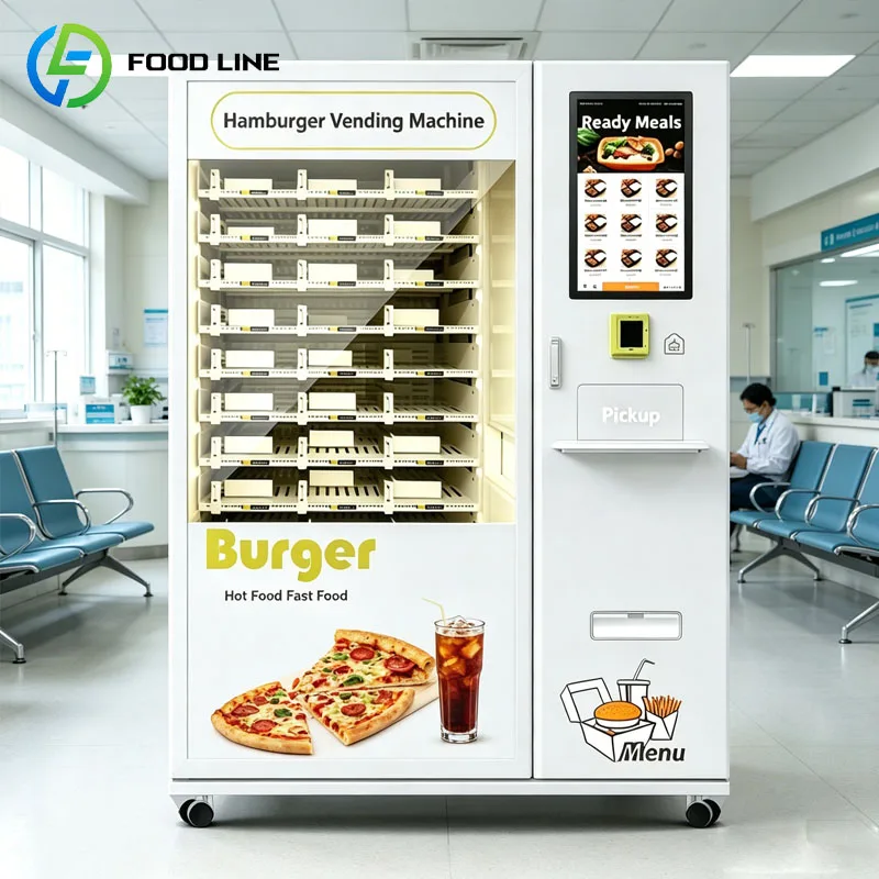 Máquina Expendedora Inteligente de Hamburguesas, Kiosco Automático de Hamburguesas, Máquina Expendedora de Comida Caliente con Pantalla Táctil, Servicio sin Efectivo 24h, Personalizable