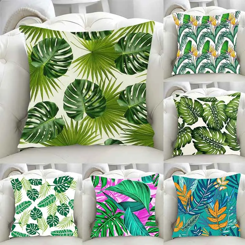 Luxury Home Decor Pillow Cover Living Room Sofa Cushion Cover Tropical Rainforest Grass Pattern Cushion Cover