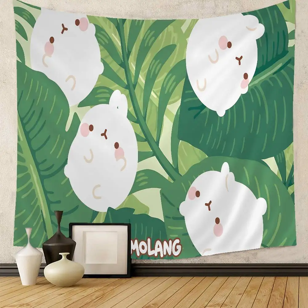 Cute white M-Molang Chart Tapestry for Living Room Home Dorm Decor Art Home Decor 2