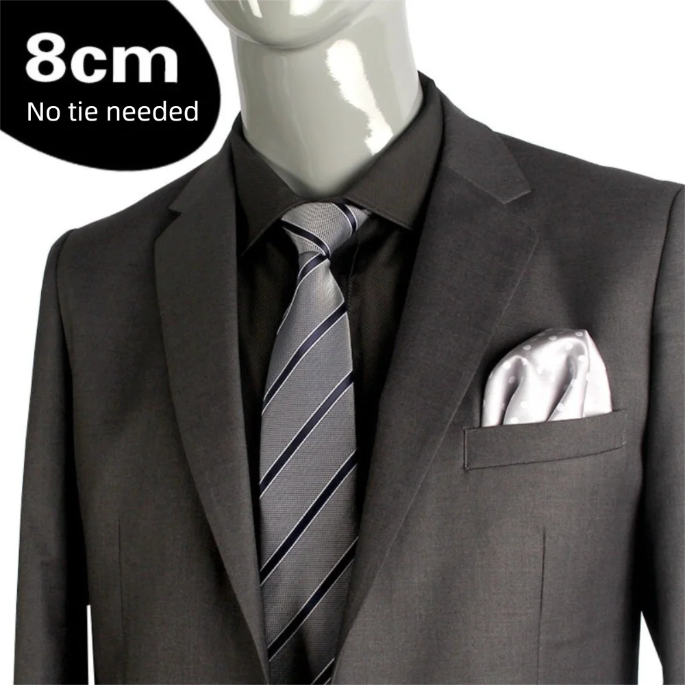 Necktie Polka Dot Lazy Men Necktie Solid Color Striped Adjustable Cravat Adjustable Slim Fit Zipper Necktie Wholesale