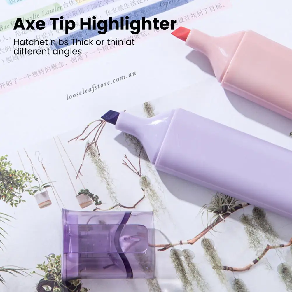 Glitter Highlighter Pen Set Axe-shaped Tip Highlighters 6-piece Axe-shaped Highlighter Pen Set with Bright for School