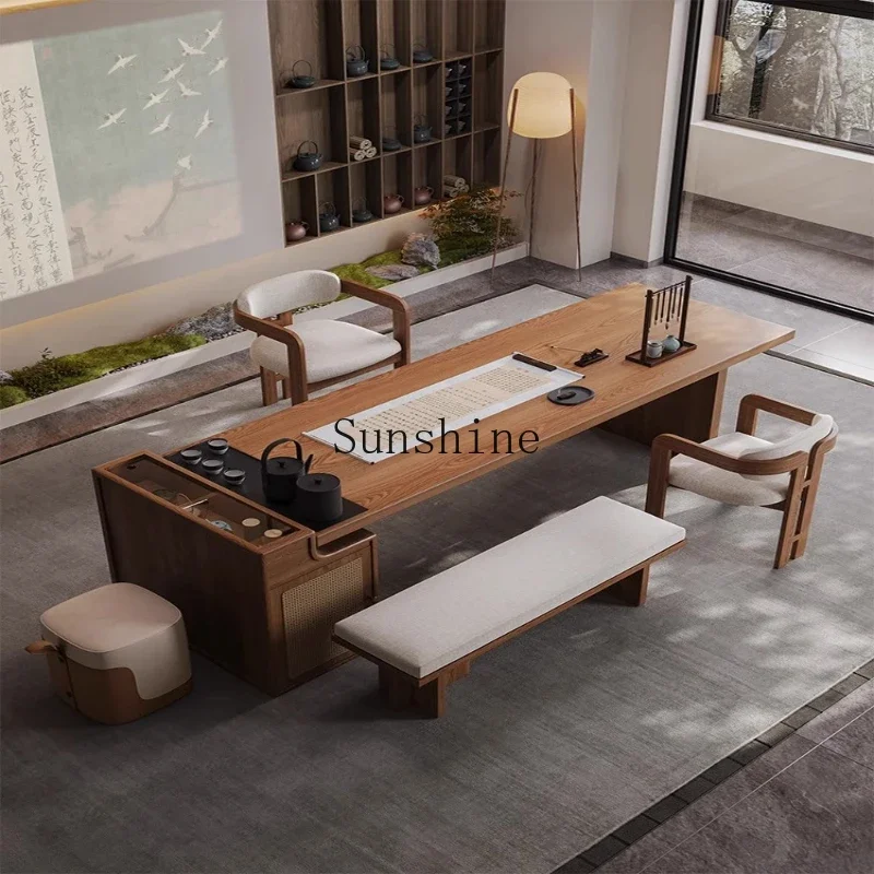 YSolid wood new Chinese desk integrated dual-purpose business reception