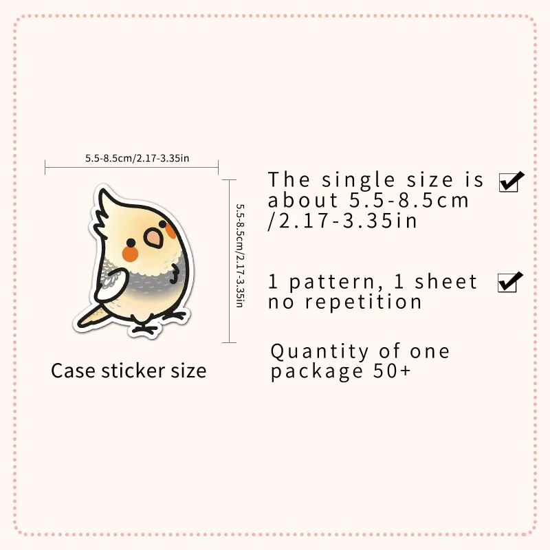 50/100PC Cute Bird Animal Stickers for Child Women Men Skateboard Luggage Decoration Reusable Waterproof Parrot Stickers