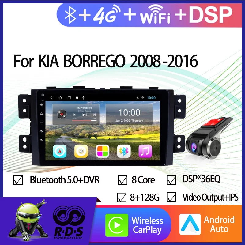 

6G+128G Android 11 Car GPS Navigation For KIA BORREGO 2008-2016 Car Radio Stereo Multimedia Player With Wifi BT 4G AHD DSP