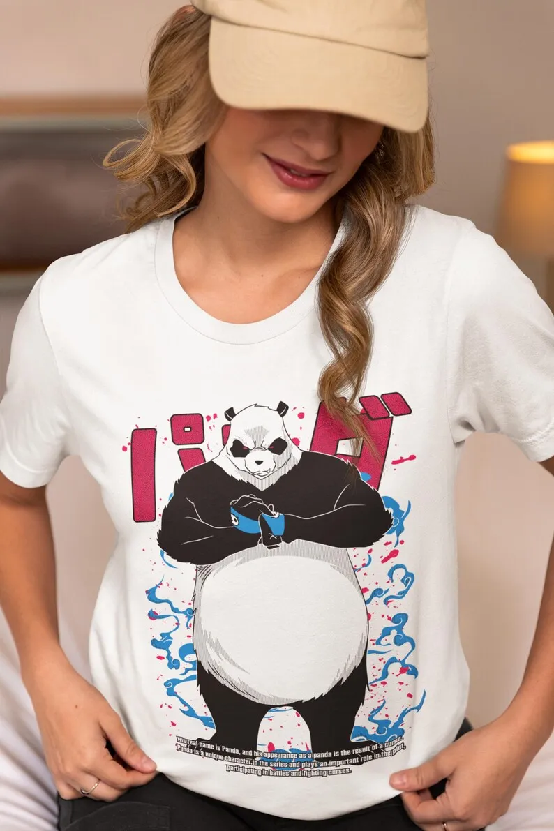 Cursed Panda Anime Unisex T-shirt - Japanese Manga Style, 2020s Era Clothing, Otaku Gift, Japan-Inspired, Supernatural ,