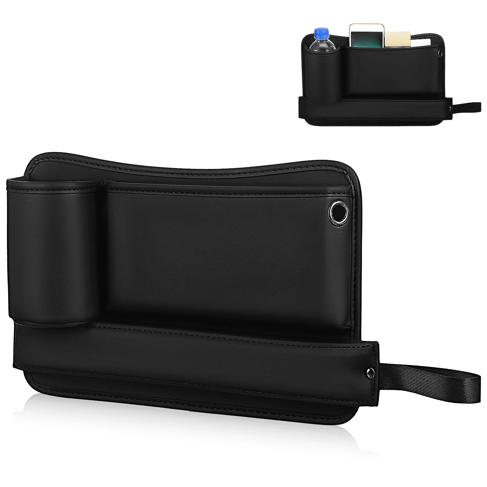 

Seat Gap Storage Box Seat Storage Case Black Cup Holder for Main Driver PU Material Car Organization Beverage Rack