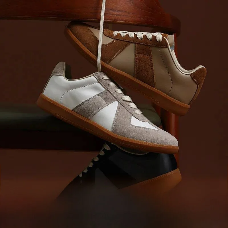 Luxury Feel M6 Vintage AGAM Men Women Casual Shoes Top Layer Leather De Xin Breathable round Toe Flat Heel Rubber Outsole