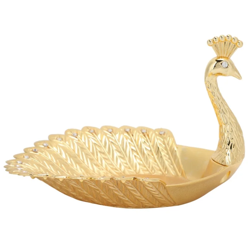 Snack Peacock Plate Metal Dried Fruit Dish Inventive Craft Decorations Ornaments