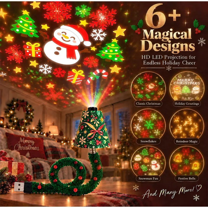 2026 Christmas Ceiling Projection Lamp Christmas Lamp 360 °Rotating 5D Dynamic Ceiling Projection Light for Bedroom Car Ceiling