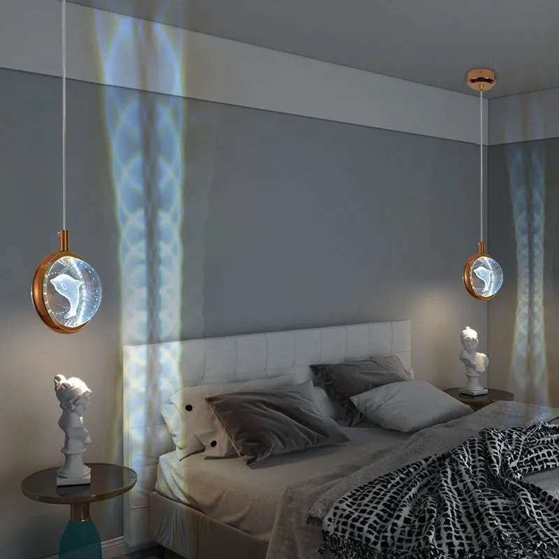 Bedroom Bedside Crystal Chandelier Cafeteria Art Nordic Single Head Modern Simple Luxury Led Lamps