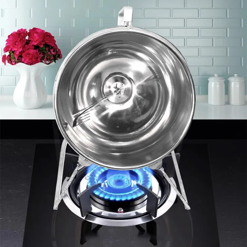 Stainless Steel Stir Fryer, Large Capacity Automatic Flipping and Cooking Machine, Home Outdoor Barbecue, Kitchen