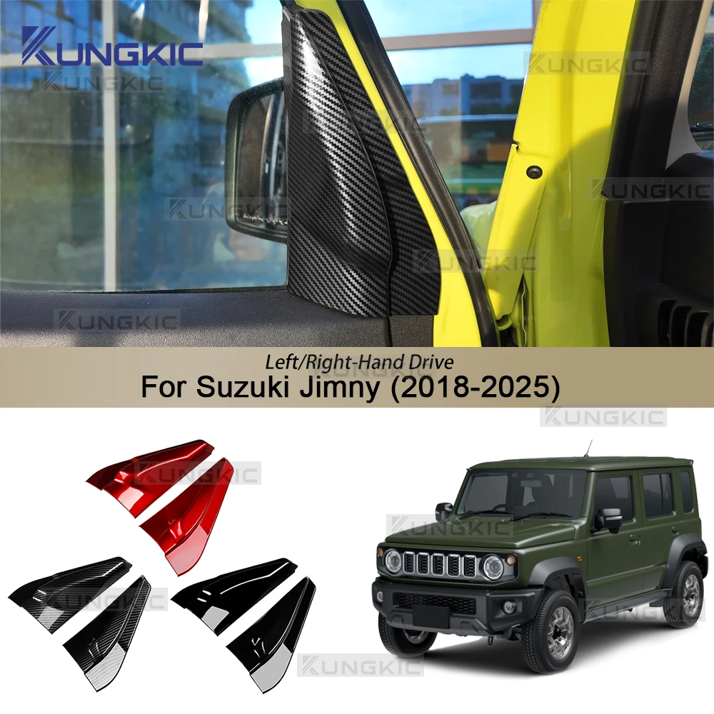 

For Suzuki Jimny JB64 JB74 2018 2019 2020 2021 2022 2023 2024 2025 ABS Carbon Fiber Pattern Car A-pillar Side Decor Sticker