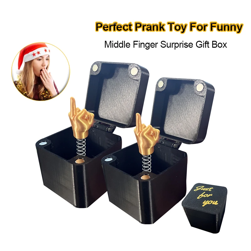 NEW Fun Gag Gifts Christmas Accessories Desk Decoration Surprise Gift Box Toys Middle Finger in the Box Supplies Crafts Decor