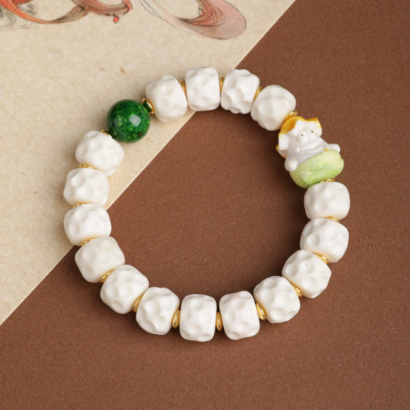 Tibetan-style retro deer bone bracelet with imitation antler beads, unisex 108-bead Buddhist jewelry