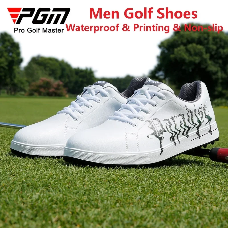 

PGM Men Printing Waterproof Golf Shoes Male Breathable Skidproof Athletic Shoes Men Lightweight Lace-up Training Sneakers 39-45