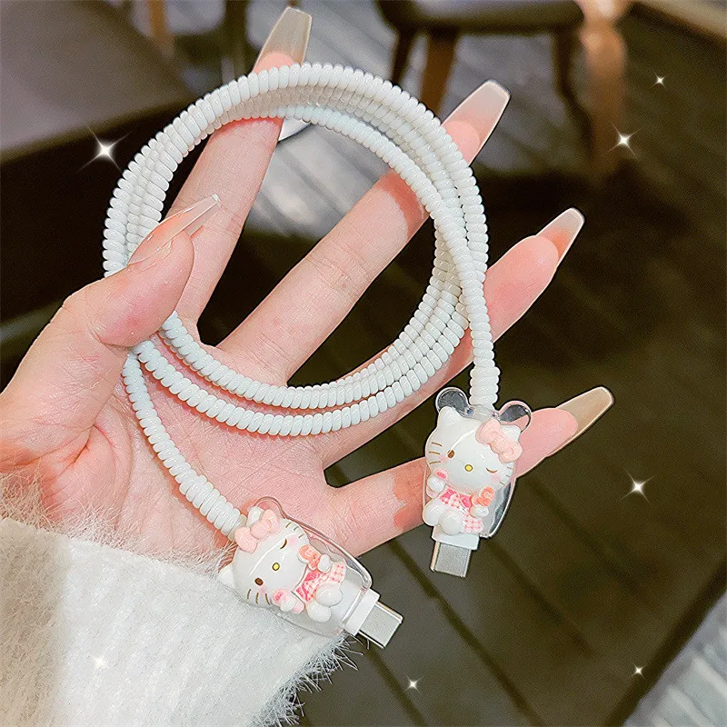 Cute Cartoon Charger Spring Cable Winder Charger Protection for Apple 20w Data Cable Charging Decoration Accessories