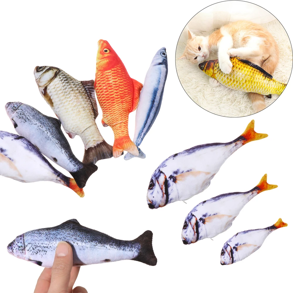 20/30/40cm Simulation Fish Plush Animals Cat Toys Kitten Pillow Catnip Plush Toys Funny Interactive Chewing Playing Toy