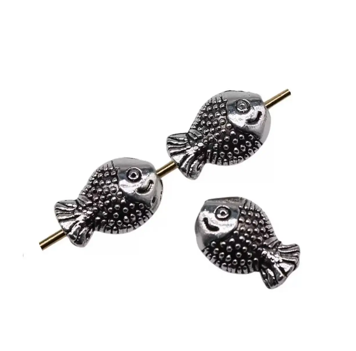 

40pcs 12*7mm Cute animal fish design spacer beads for handmade findings HW3860 Zinc alloy metal