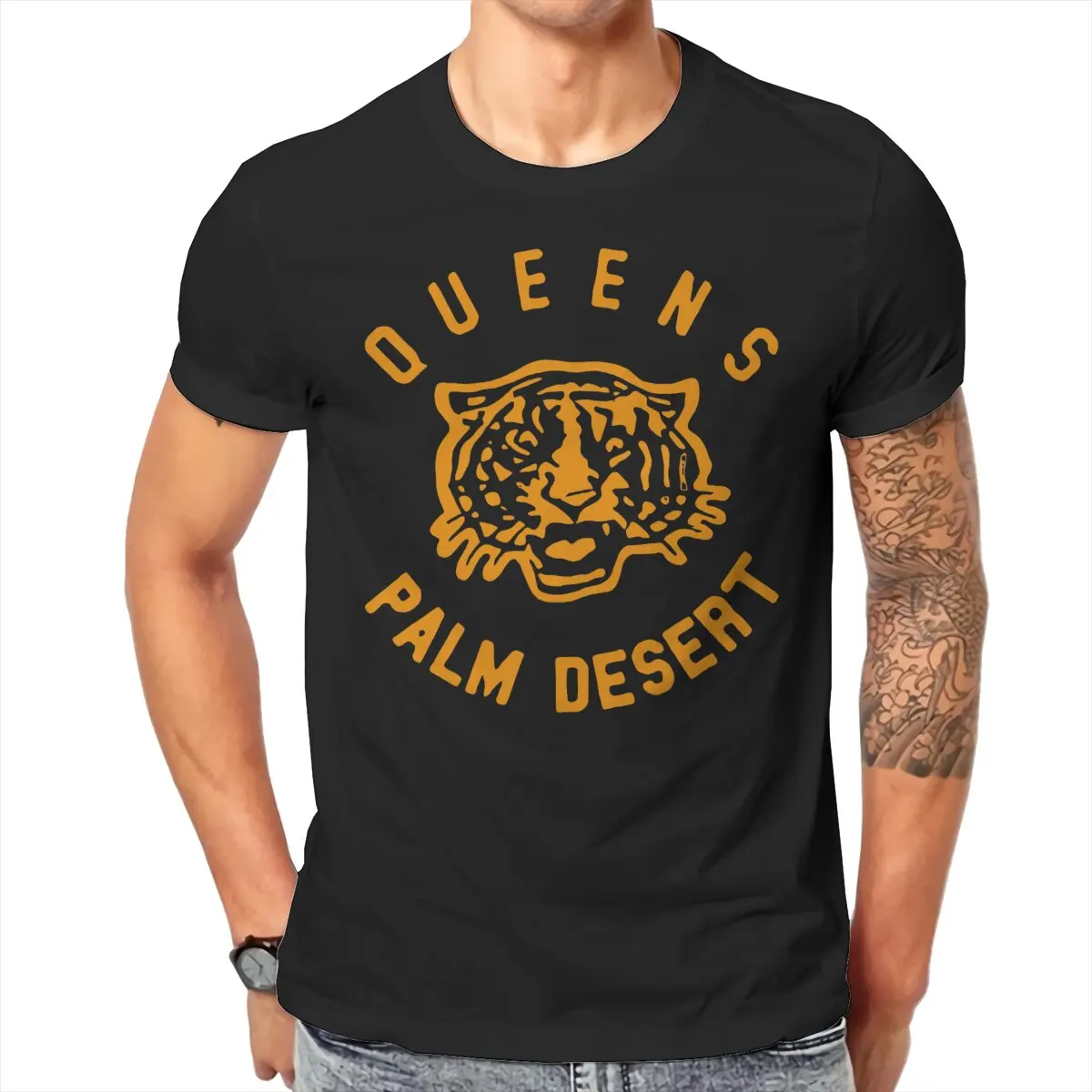 Queens of Stone Age TIGER T Shirt Harajuku Teenager Gothic High Quality Tshirt Loose O-Neck  Men Clothing