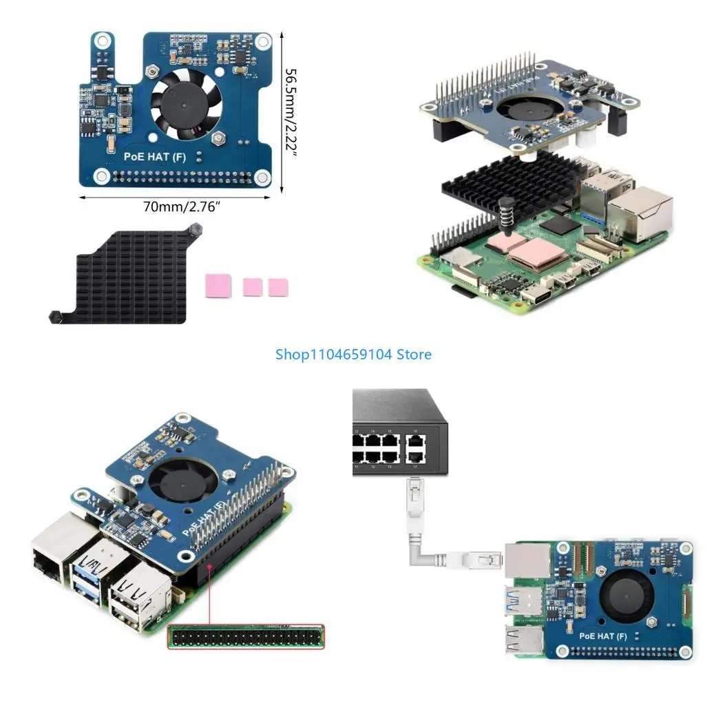 

PoE HAT на 5 человек, встроенный вентилятор охлаждения 802.3af/at