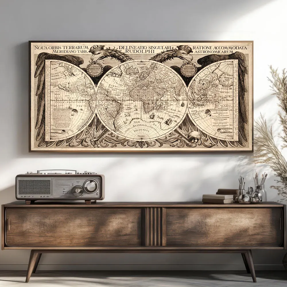 خريطة العالم العتيقة خمر الخريطة القديمة المشارك قماش طباعة الأعمال مكتب ديكور غرفة المعيشة الحديثة ديكور ديكور #2
