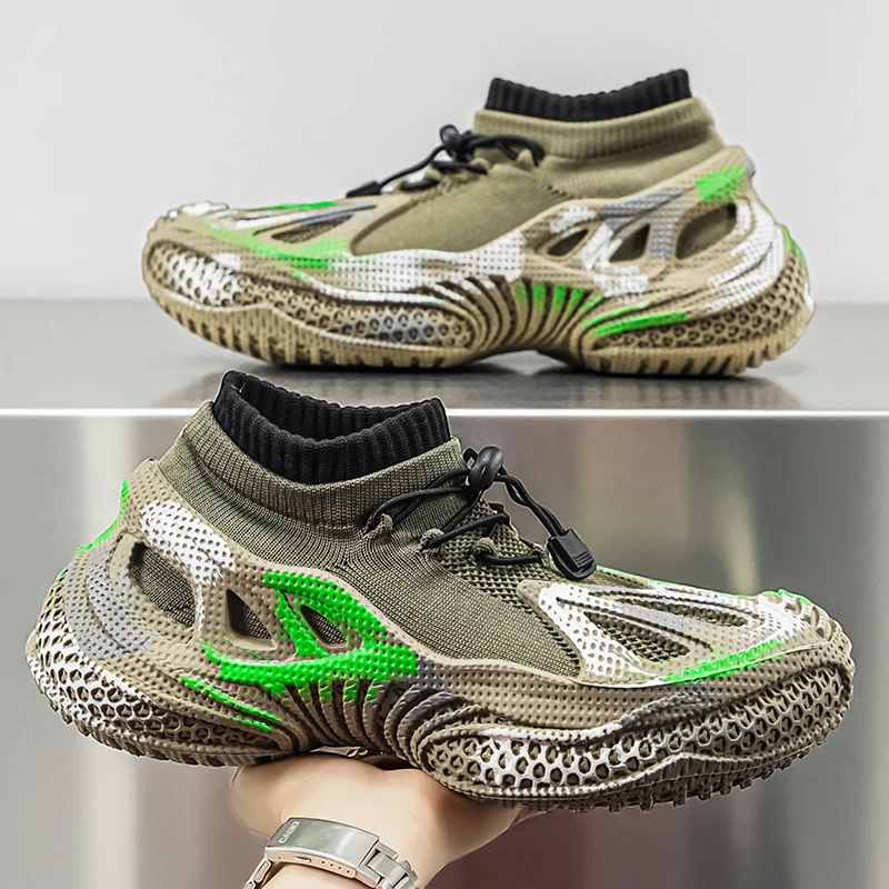 Men's Sports Running Black Jogging Shoes Casual Sports Shoes Outdoor Breathable Mesh Lightweight Shock-absorbing Socks Shoes