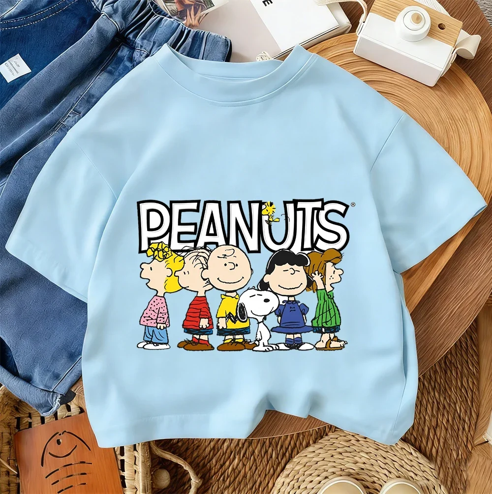 Daily Casual Crew Neck Top Cute Cartoon Print Summer Trendy Youth Wear Snoopy Boys Girls 3 14