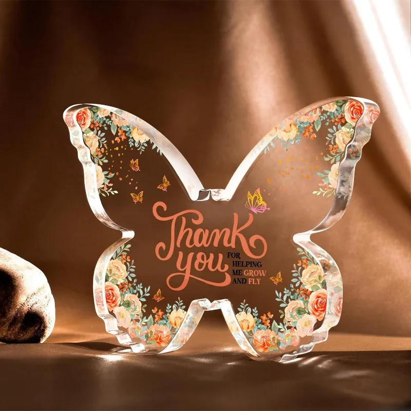 Appreciation Gift Set: Roses & Butterfly Acrylic Decor – Thoughtful for Coworkers, Teachers & Bosses