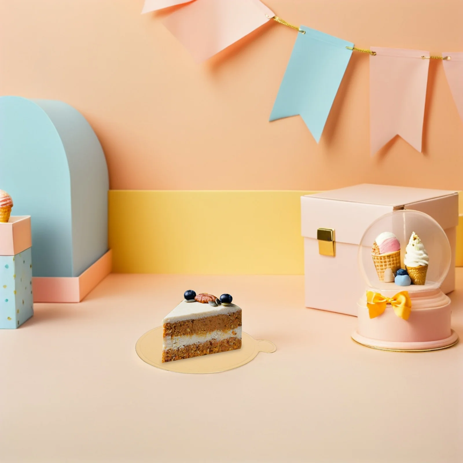 

100Pcs Mini Cake Board Round Golden Mousse Cupcake Base Paper Plates Dessert Tray for Pastry Catering Party Bakery Wedding