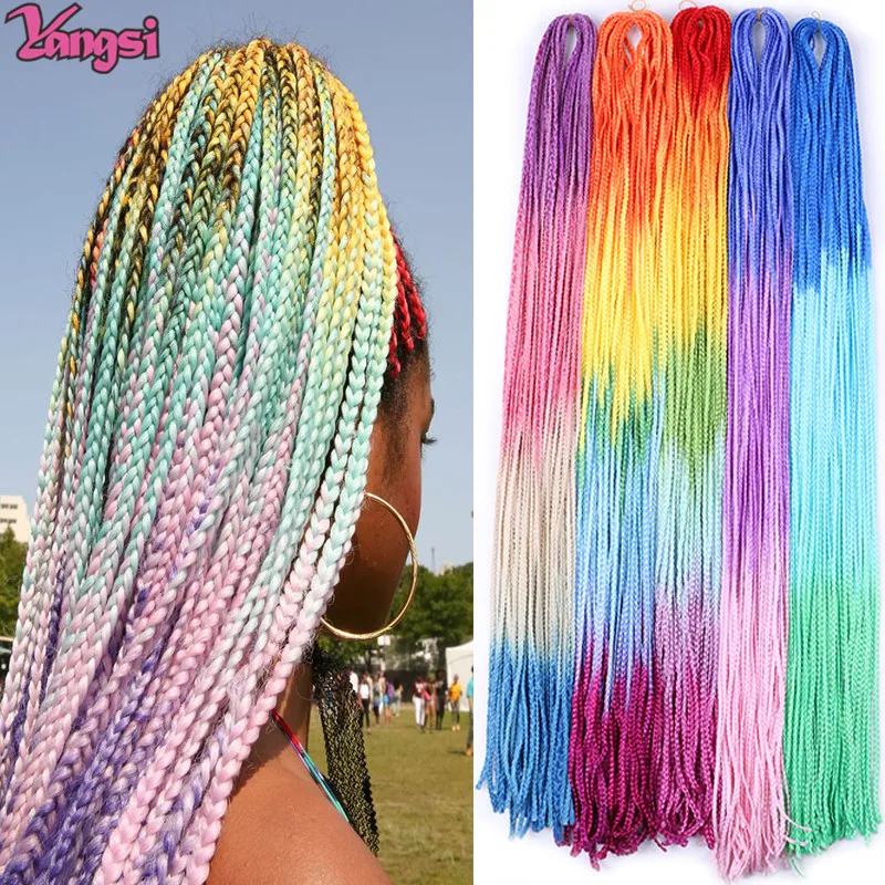 

30 "Zizi Braids Синтетические волосы для женщин Вязание крючком Наращивание волос Коробка Косы Черный Ombre 613 Светлый Розовый Цвет Длинные Косы Волосы