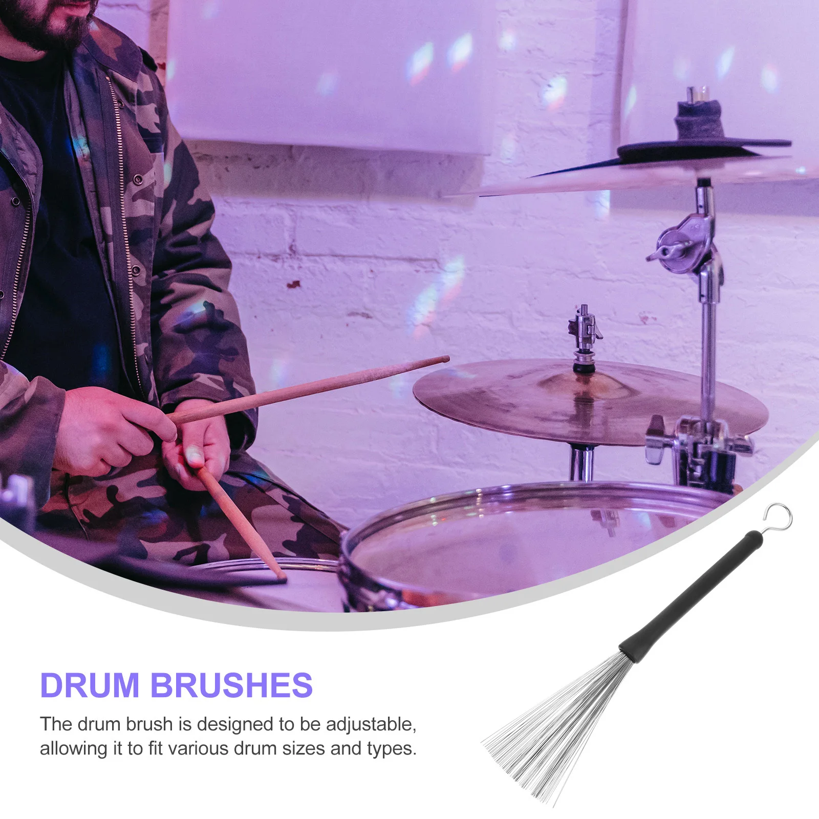 

Stainless Steel Drum Stick Accessories Brushes Nut Drum& Percussion Retractable Black Metal