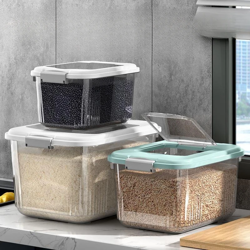 Kitchen Storage Rice Container Insect Proof Moisture Proof Grain Sealed Jar with Lid Kitchen Container Pet Dog Food Store Box
