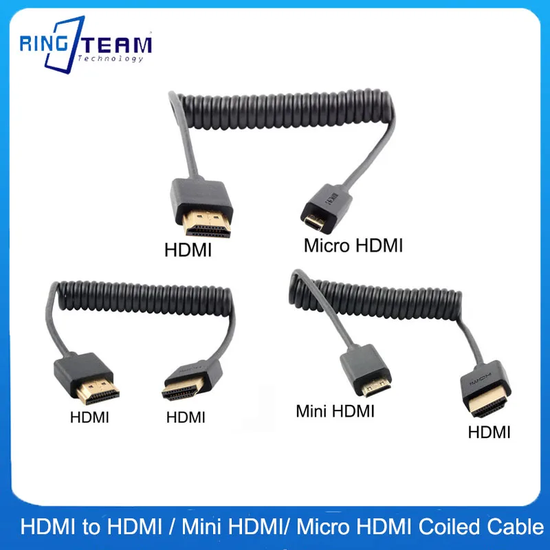 

HD 4K@60HZ Compatible V2.0 HDMI to HDMI,MINI HDMI, MICRO HDMI, MINI MICRO Extension Male to Male Coiled Cable