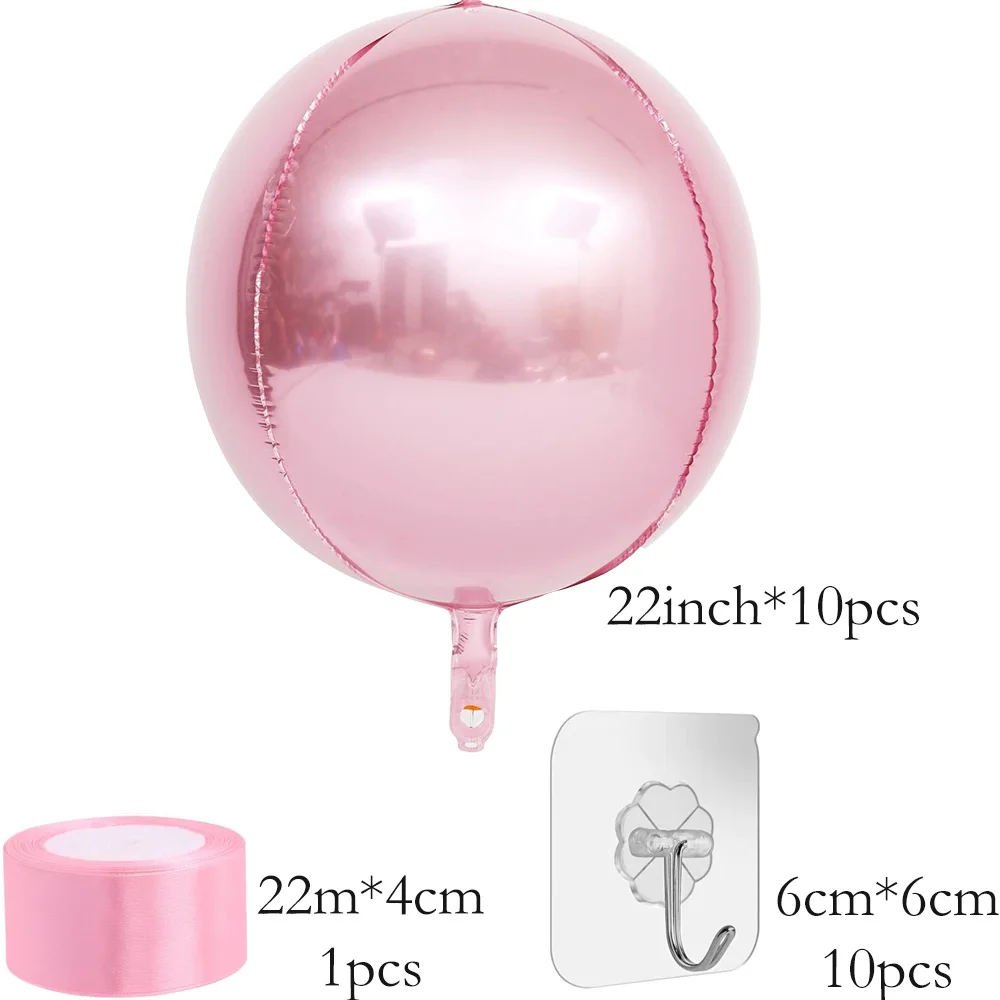 18/22 Zoll perlrosa hängender 4D-Ballon 10 Stück große 4D-Chrom-Rosa-Silber-Folienballons Geburtstagsfeier Hochzeit Babyparty Deoc – Detail 3