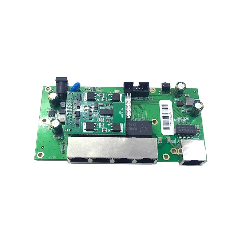 5port 10/100/1000Mbps 4ports 802.3at/af POE 48V 30W with 1 port 1000M uplink ethenet router module pcb.Power input 9V-60V