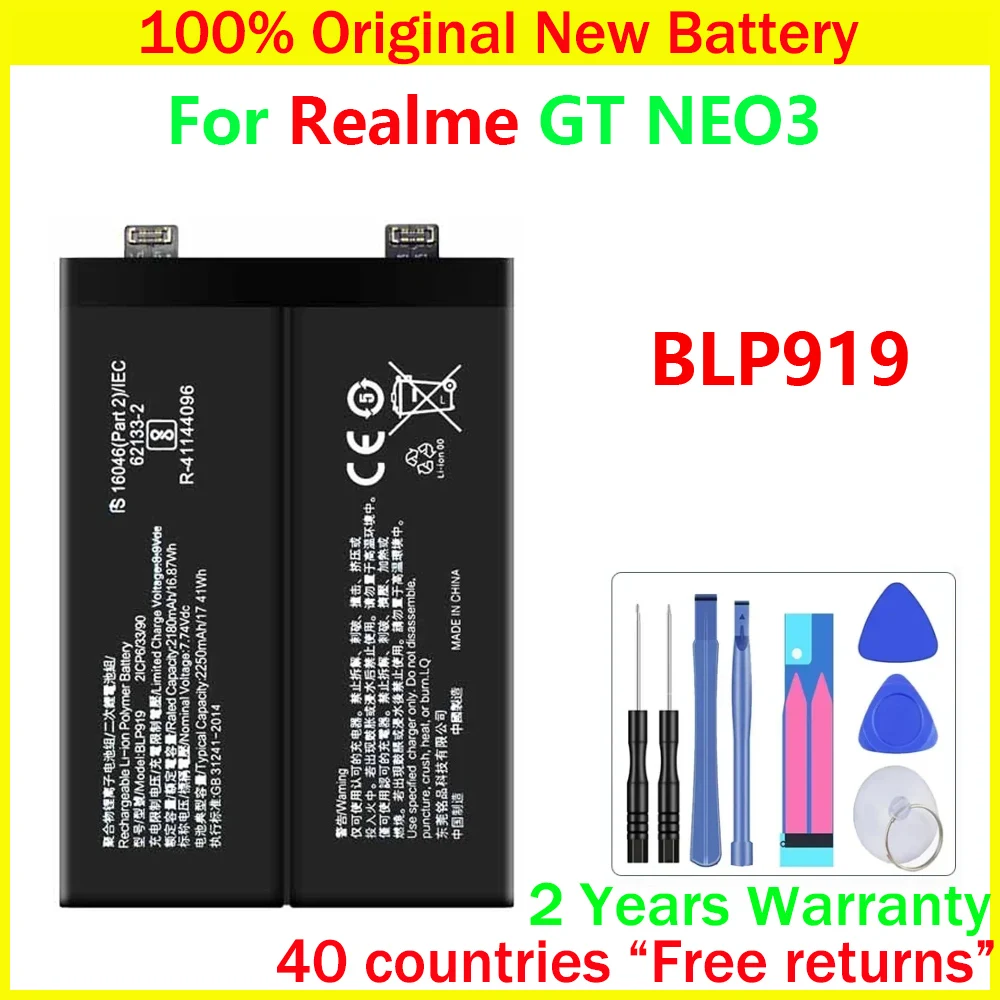 New Original BLP919 Battery For Realme GT Neo3 Replacement Batteries With Free Tools