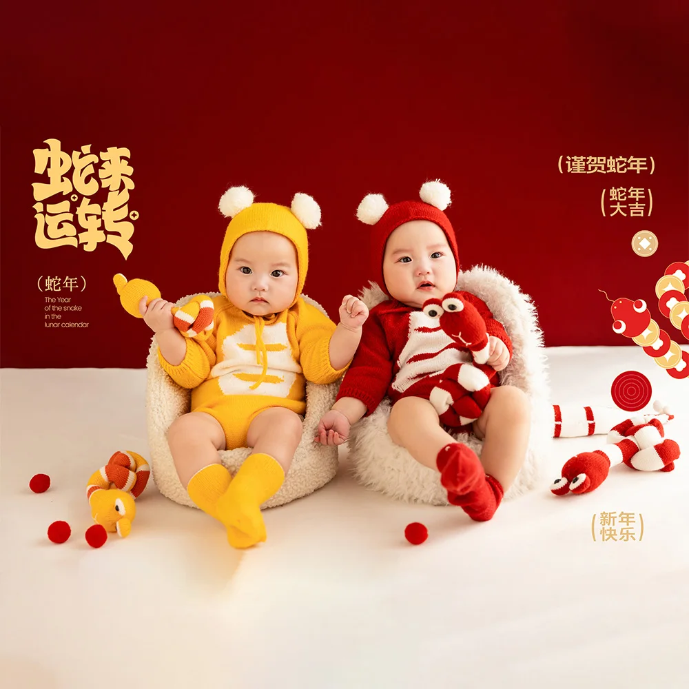 Newborn Photography Clothes Knitted Jumpsuit with Tail+Hat+Socks 3pc/Set Baby Costume Snake Doll Lovely Snake Theme Photo Props