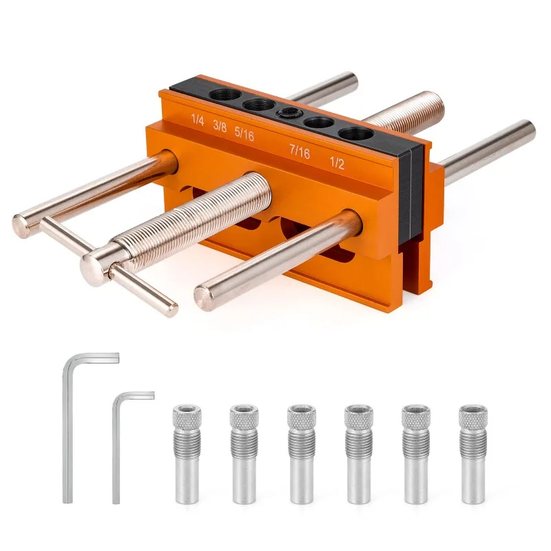 

Самоцентрирующийся набор дюбелей Направляющая для деревообработки для прямых отверстий Портативный сверлильный блок для деревянных дюбелей с 6-зубчатым рукавом