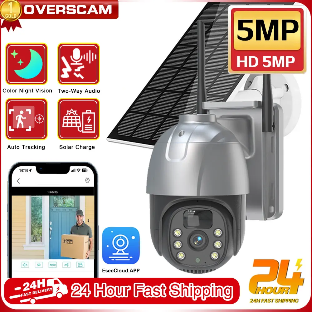 

Built-in Battery 4G PTZ Camera 5MP HD Outdoor Wireless Solar IP Camera Auto Tracking Video Surveillance Camera Long Time Standby