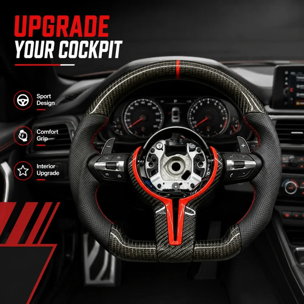 Car Steering Wheel M Sports Carbon Fiber For BMW F30 F10 F11 F31 F20 F21 F22 F15 F16 F35 F36 F32 F80 E90 E92 M3 M6 F22