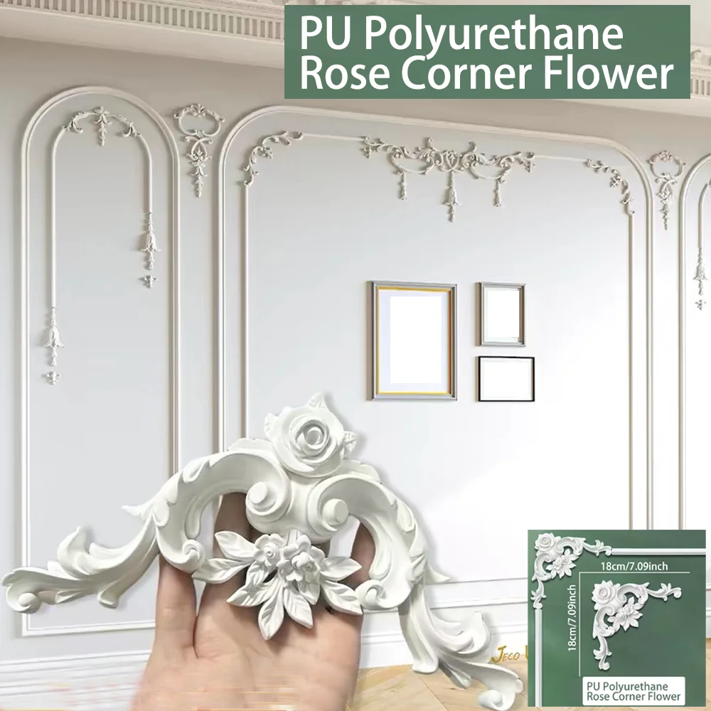 PU Decorative Flower Imitation Gypsum Background Wall Corner Flower Lightweight Building Decoration Material