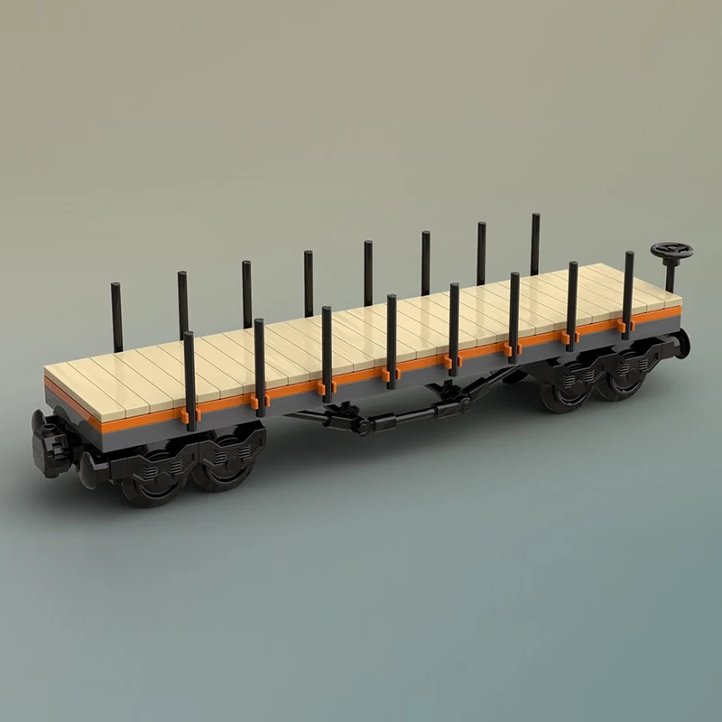 Model Mobil Kota MOC Batu Bata Bangunan Mobil Rel Flatbed Kargo Besar Hadiah Teknologi Modular Perakitan Liburan Setelan Mainan Anak-anak