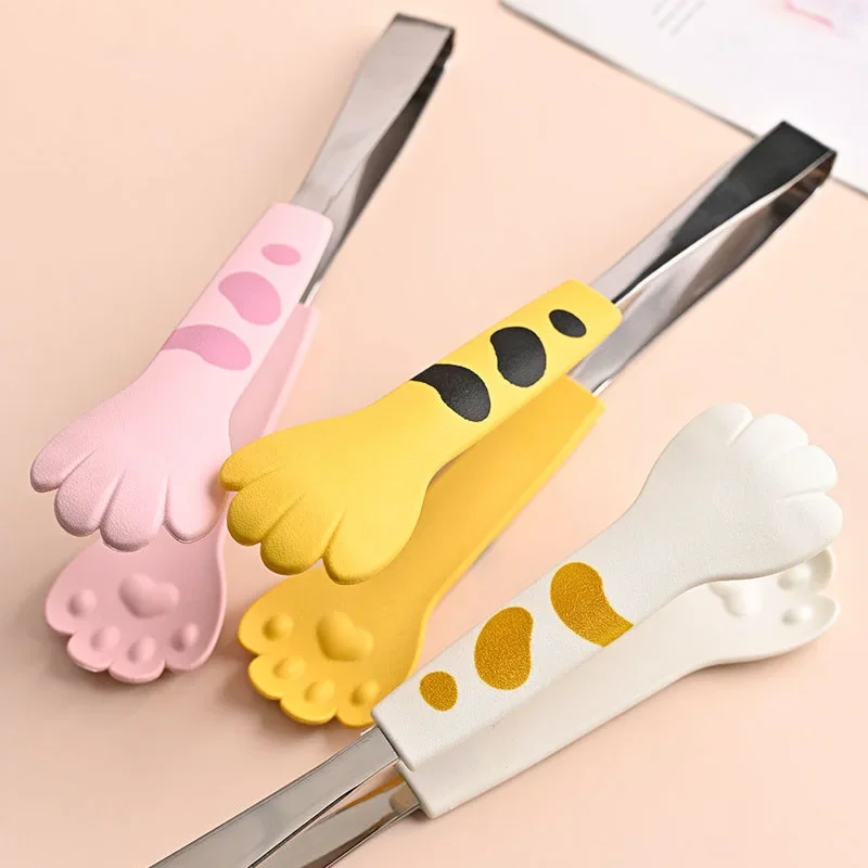 

Cat Paw Shape Food Tong Cute Cartoon Meal Tongs Stainless Steel Barbecue Tongs ice tongs Sandwich Baking Clip Kitchen Gadgets