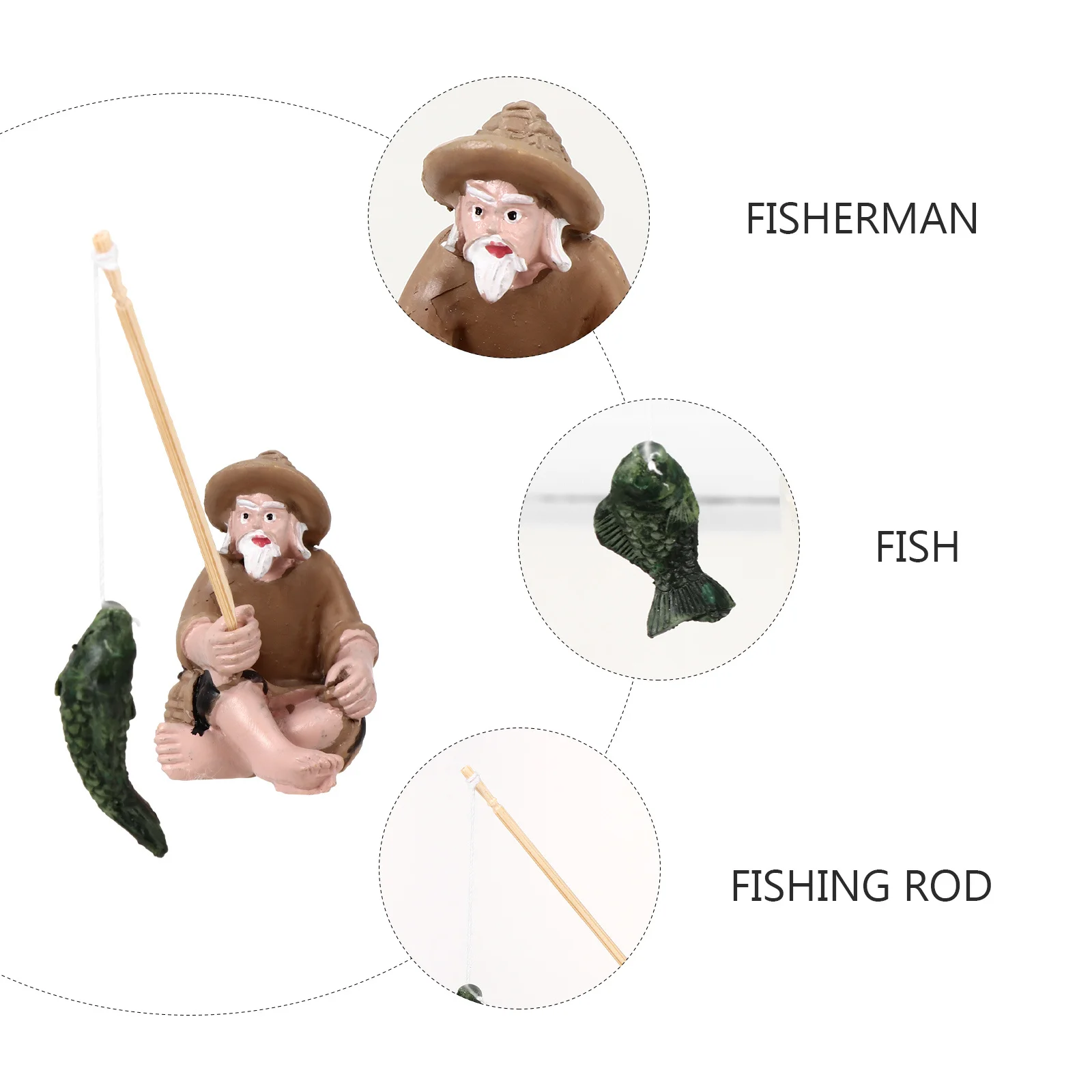 

2Pcs Aquarium Fisherman Adornment Resin Fish Tank Decor Creative Fishing Old Man Ornament Landscape Aquarium Adornment