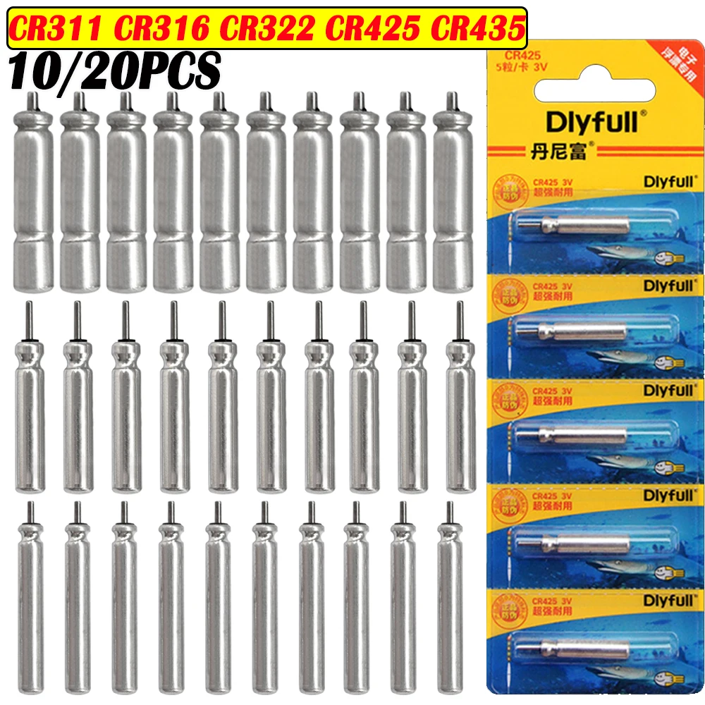 10/20pcs Luminous Electric Battery Fishing Floats Battery CR311 CR316 CR322 CR425 CR435 Lithium Pin Battery Cells Fishing Tools