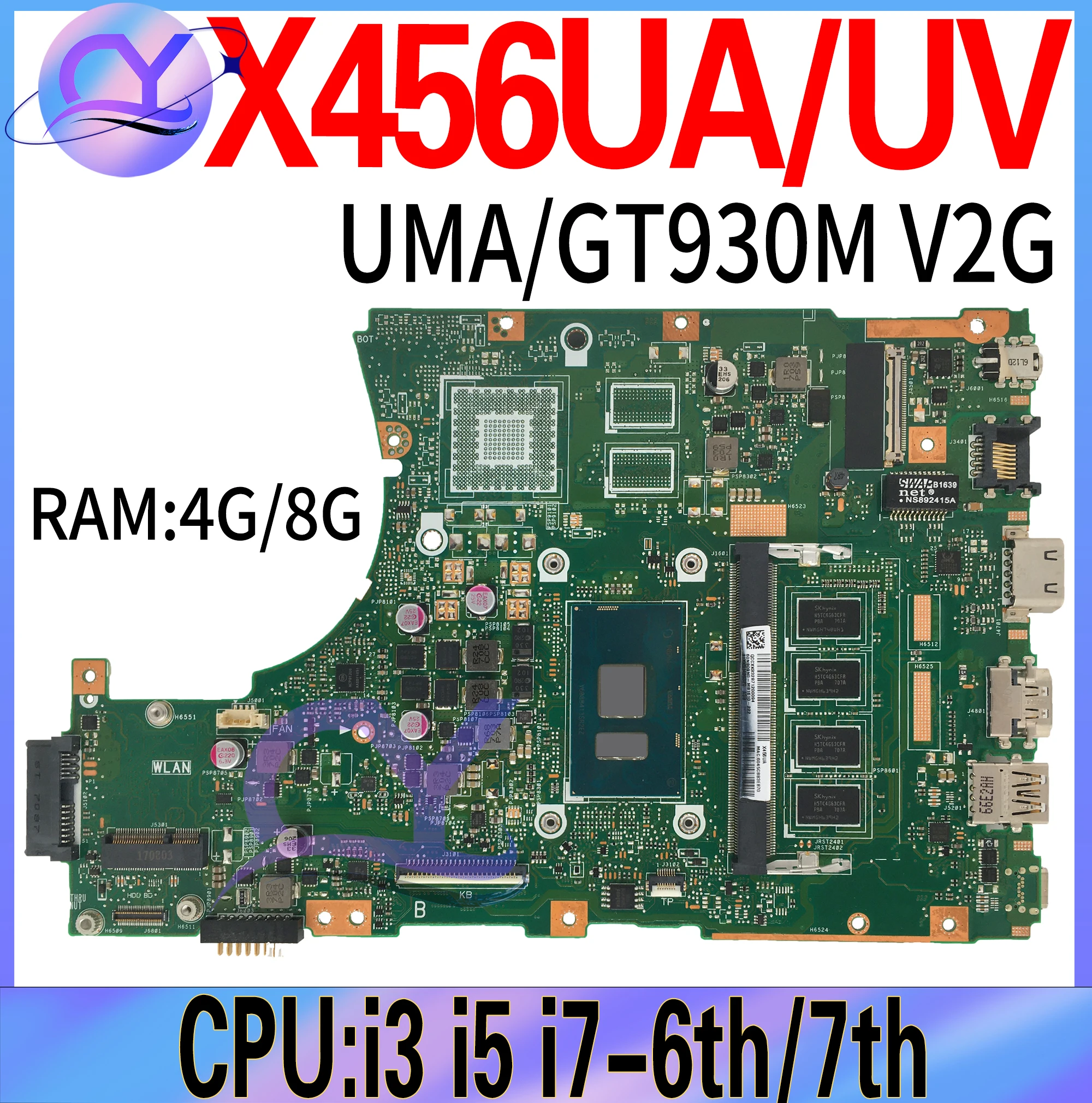 

X456U Mainboard For ASUS X456UVK X456UQK X456UQ X456UJ A456U X456UB F456U X456UV X456 X456UA Laptop Motherboard i3 i5 i7-6th/7th