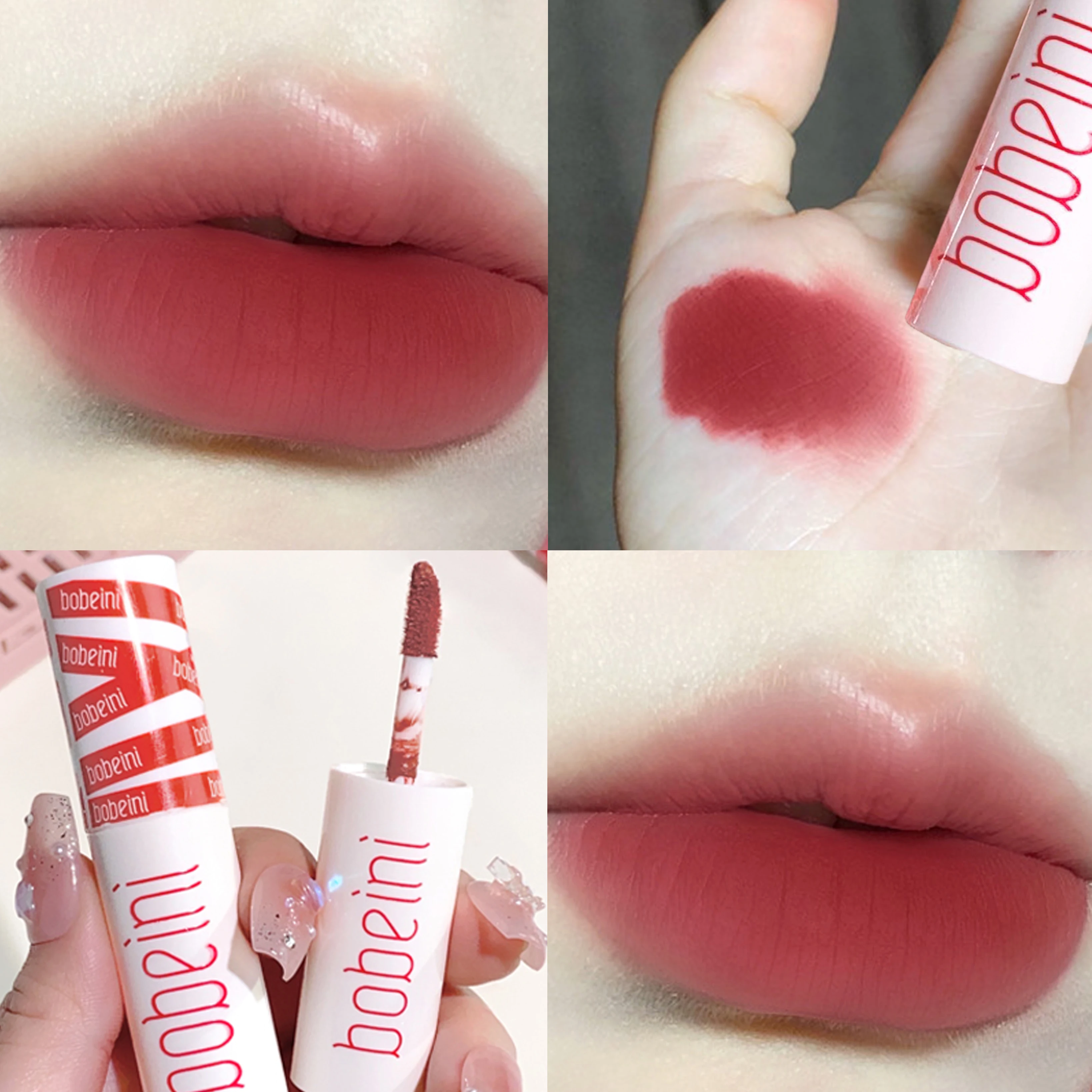 8色ウォーターグロスミラーベルベットリップグロス、持続性のあるウォータープルーフマット、滑らかなヌードブラウンリップカラーホリデーギフト、韓国スタイル