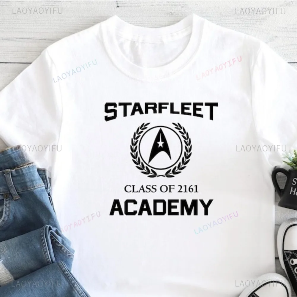 تي شيرت Star Trek Logo Starfleet Academy تي شيرت خيال علمي لمحبي الفيلم كاجوال فضفاض بأكمام قصيرة للرجال والنساء ملابس الشارع #3